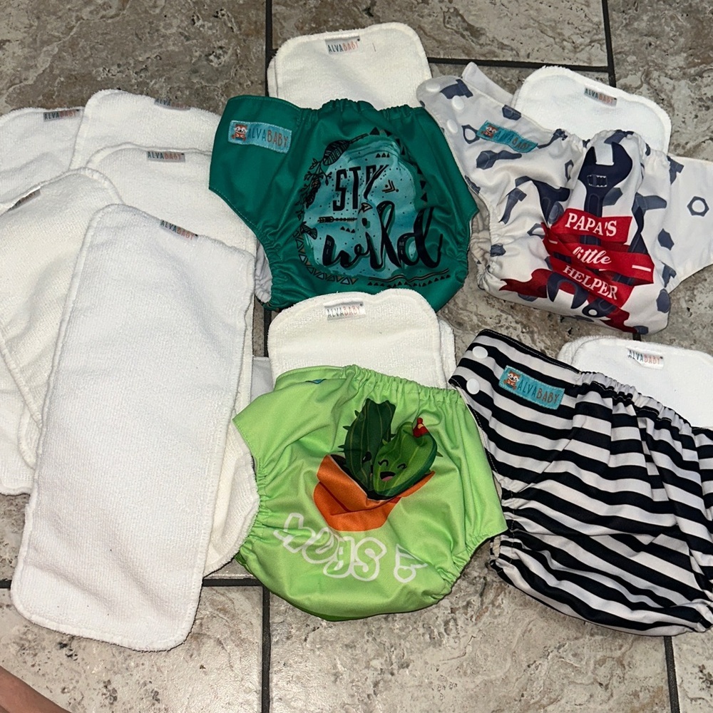 ALVA Baby 4 Cloth Diapers Training Pants & 9 Inserts Set